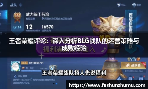 王者荣耀评论：深入分析BLG战队的运营策略与成败经验