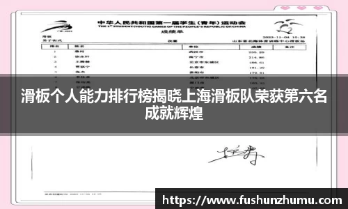 滑板个人能力排行榜揭晓上海滑板队荣获第六名成就辉煌
